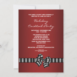 Uitnodiging voor zwart-rode kerst-cocktailparty