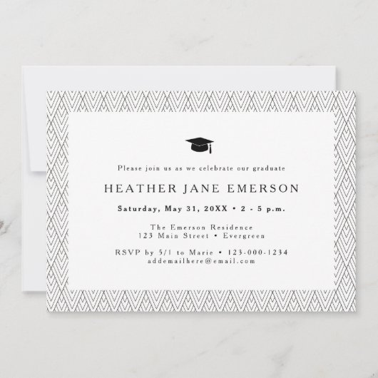 Uitnodiging voor zwart-wit Afstuderen (Voorkant)