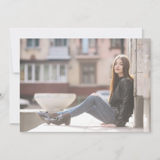 Uitnodiging voor zwart-wit Afstuderen (Achterkant)