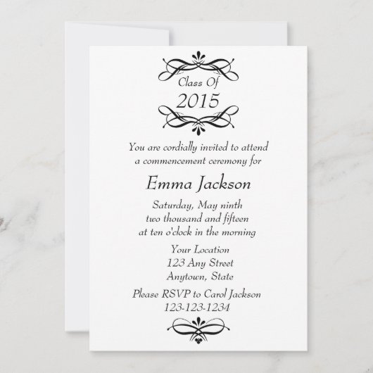 Uitnodiging voor zwart-wit Afstuderen / Aankondigi (Voorkant)