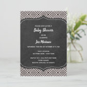 Uitnodiging voor zwart-wit Baby shower (Staand voorkant)