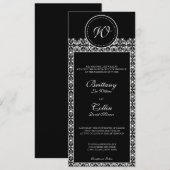 Uitnodiging voor zwart-wit Damask Monogram Weddens (Voorkant / Achterkant)