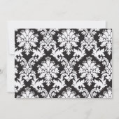 Uitnodiging voor zwart-wit en koraal Damask (Achterkant)