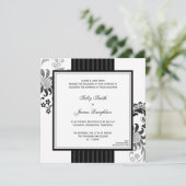 Uitnodiging voor zwart-wit en zwart-wit rond huwel (Staand voorkant)