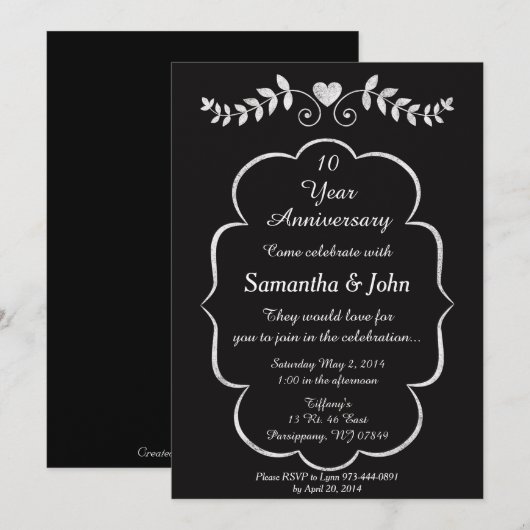 Uitnodiging voor zwart-wit Jubileum (Voorkant / Achterkant)