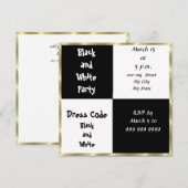 Uitnodiging voor zwart-witfeest (Voorkant / Achterkant)