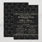 Uitnodiging voor zwarte bachelorette van FAUX-lede (Voorkant / Achterkant)