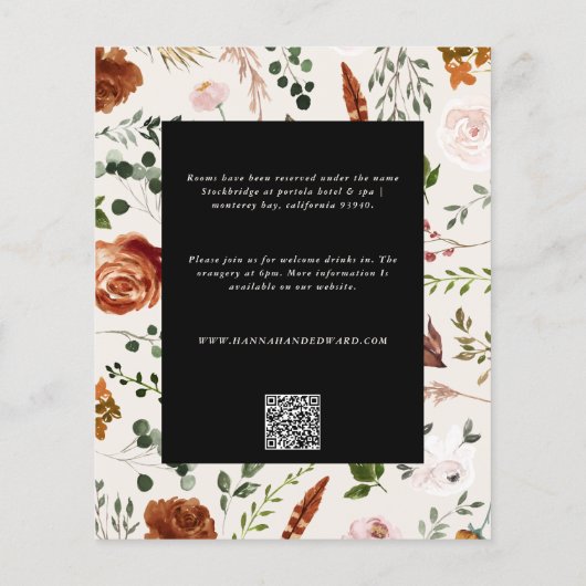 Uitnodiging voor zwarte botanische bruiloft flyer (Achterkant)