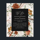 Uitnodiging voor zwarte botanische bruiloft flyer<br><div class="desc">Een budgetvriendelijke waterverf voor de bloemetjesbruiloft en een gedetailleerde kaart. Met prachtige roest,  terracotta,  wazige roze,  zwarte,  natuurlijke crème en groene pampas gras eucalyptus waterverf details. Deze moderne huwelijksuitnodiging zal zeker de stijl bepalen voor je grote dag.</div>