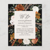 Uitnodiging voor zwarte botanische bruiloft flyer (Voorkant)