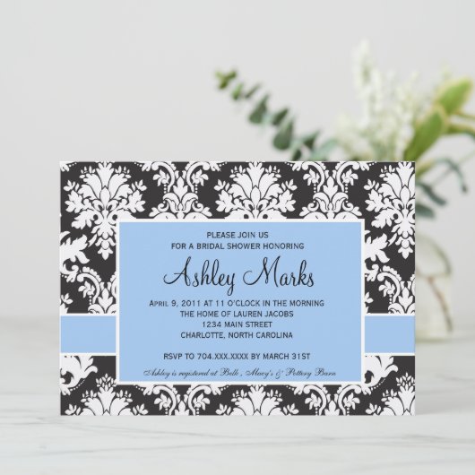 Uitnodiging voor zwarte en blauwe vraag (Staand voorkant)