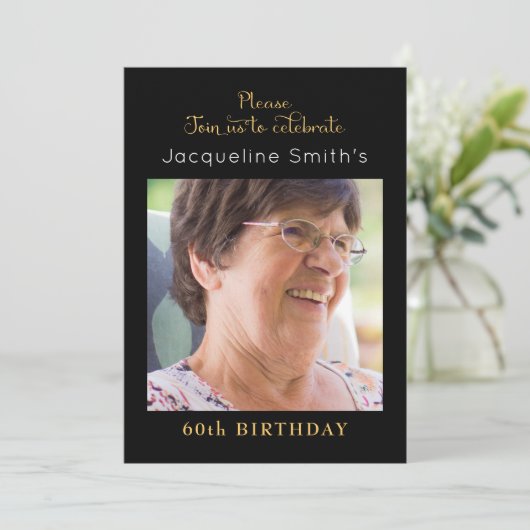 Uitnodiging voor zwarte en gouden feestdagen (Staand voorkant)