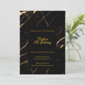 Uitnodiging voor zwarte en gouden verjaardag (Staand voorkant)