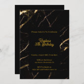 Uitnodiging voor zwarte en gouden verjaardag (Voorkant / Achterkant)