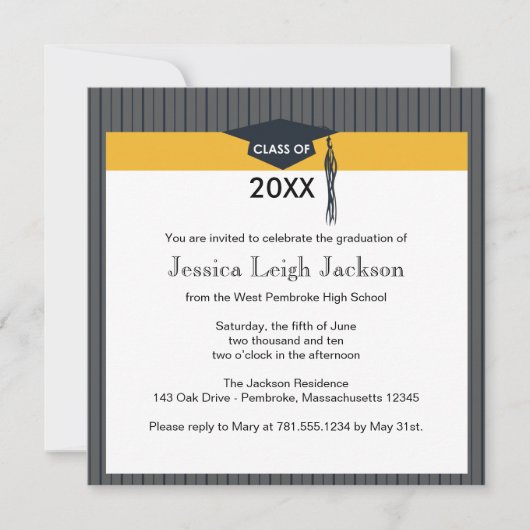 Uitnodiging voor zwarte en goudkleurige kap (Voorkant)