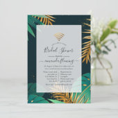 Uitnodiging voor zwarte en goudtropische virtuele (Staand voorkant)