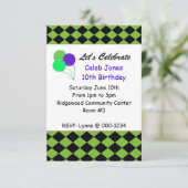 Uitnodiging voor zwarte en groene diamanten (Staand voorkant)