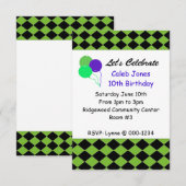 Uitnodiging voor zwarte en groene diamanten (Voorkant / Achterkant)