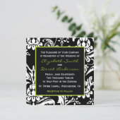 Uitnodiging voor zwarte en groene hedendaagse Dama (Staand voorkant)