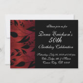 Uitnodiging voor zwarte en rode bladeren (Achterkant)