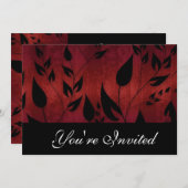 Uitnodiging voor zwarte en rode bladeren (Voorkant / Achterkant)