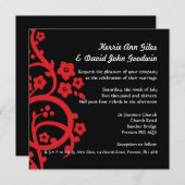 Uitnodiging voor zwarte en rode bruiloft (Voorkant / Achterkant)