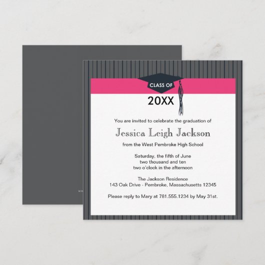 Uitnodiging voor zwarte en roze gradatie (Voorkant / Achterkant)