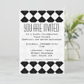 Uitnodiging voor zwarte en witte argyle (Staand voorkant)