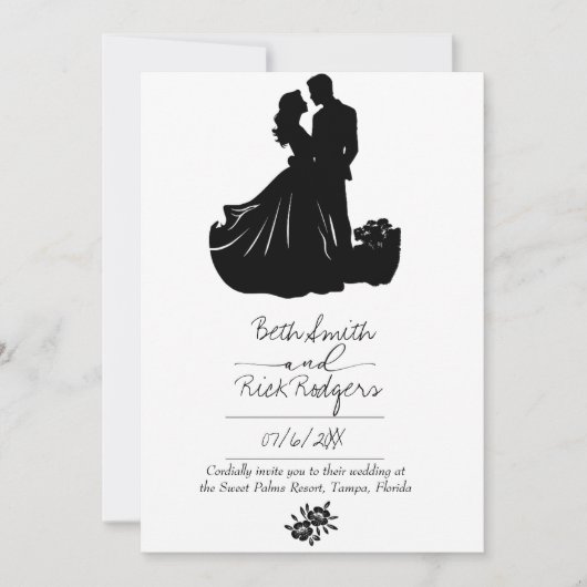 Uitnodiging voor zwarte en witte bruiloft (Voorkant)