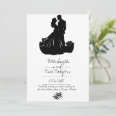 Uitnodiging voor zwarte en witte bruiloft (Staand voorkant)