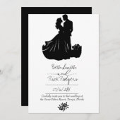 Uitnodiging voor zwarte en witte bruiloft (Voorkant / Achterkant)