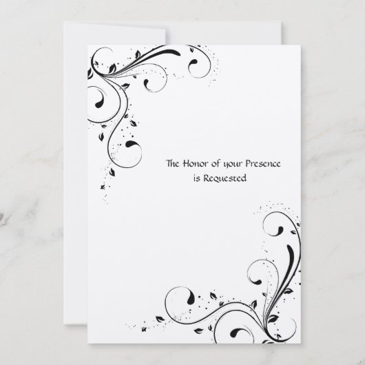 Uitnodiging voor zwarte en witte bruiloft (Achterkant)