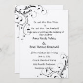 Uitnodiging voor zwarte en witte bruiloft (Voorkant / Achterkant)