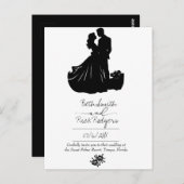 Uitnodiging voor zwarte en witte bruiloft (Voorkant / Achterkant)