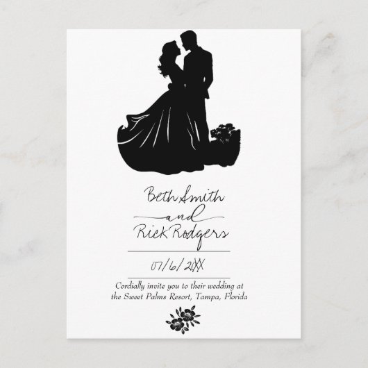 Uitnodiging voor zwarte en witte bruiloft (Voorkant)