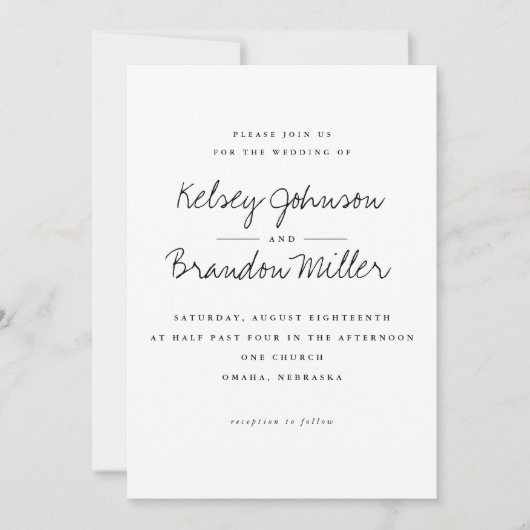 Uitnodiging voor zwarte en witte bruiloft (Voorkant)