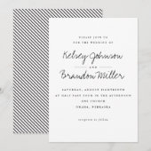 Uitnodiging voor zwarte en witte bruiloft (Voorkant / Achterkant)