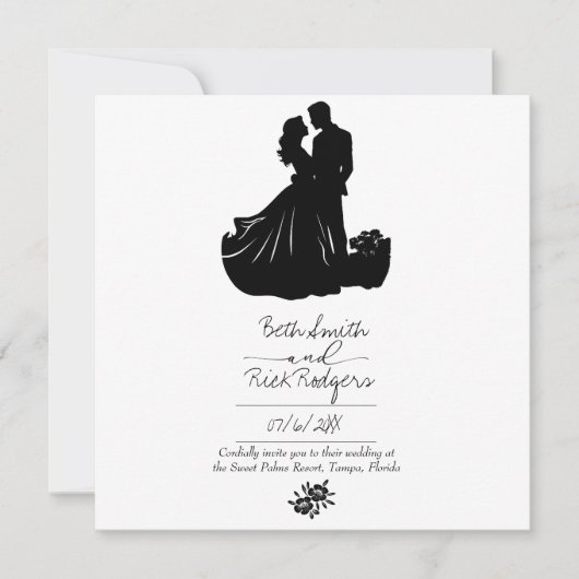 Uitnodiging voor zwarte en witte bruiloft (Voorkant)