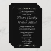 Uitnodiging voor zwarte en witte bruiloft (Voorkant / Achterkant)