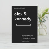 Uitnodiging voor zwarte en witte bruiloft (Staand voorkant)