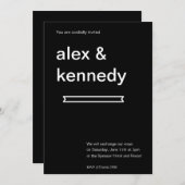 Uitnodiging voor zwarte en witte bruiloft (Voorkant / Achterkant)