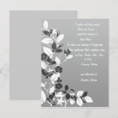Uitnodiging voor zwarte en witte bruiloft briefkaart (Voorkant / Achterkant)