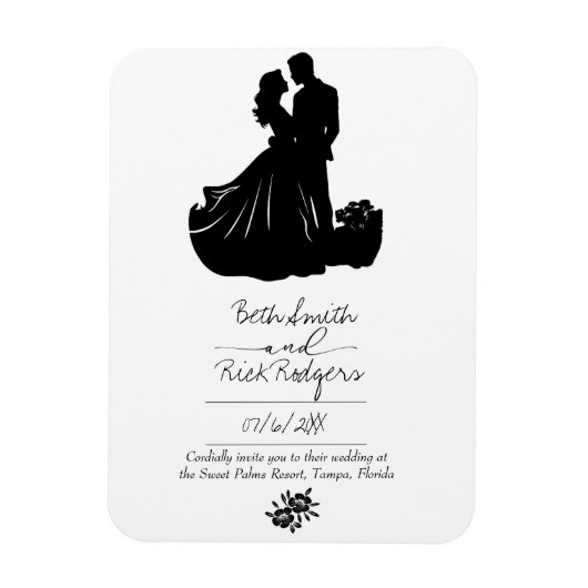 Uitnodiging voor zwarte en witte bruiloft magneet (Verticaal)