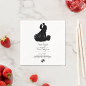 Uitnodiging voor zwarte en witte bruiloft servet (Insitu)