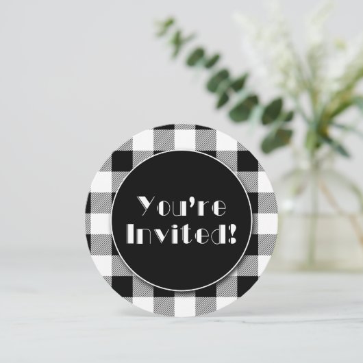 Uitnodiging voor zwarte en witte buffels (Staand voorkant)