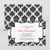 Uitnodiging voor zwarte en witte Damask (Voorkant / Achterkant)
