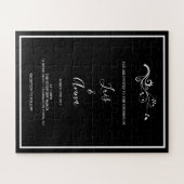 Uitnodiging voor zwarte en witte drift-bruiloft legpuzzel (Horizontaal)