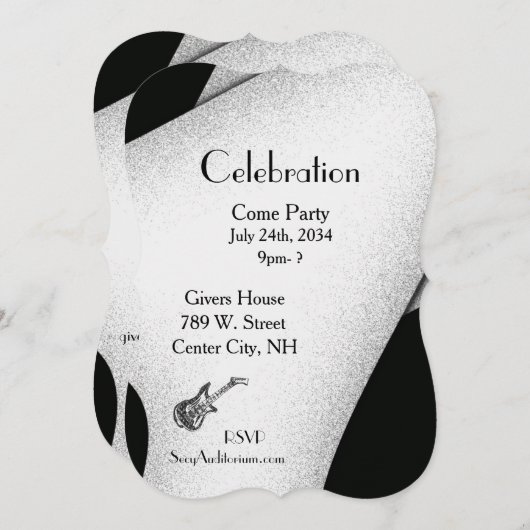 Uitnodiging voor zwarte en witte feestjes (Voorkant / Achterkant)