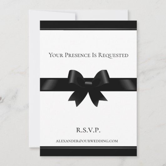 Uitnodiging voor zwarte en witte klassieke bruilof (Voorkant)