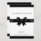 Uitnodiging voor zwarte en witte klassieke bruilof (Voorkant / Achterkant)